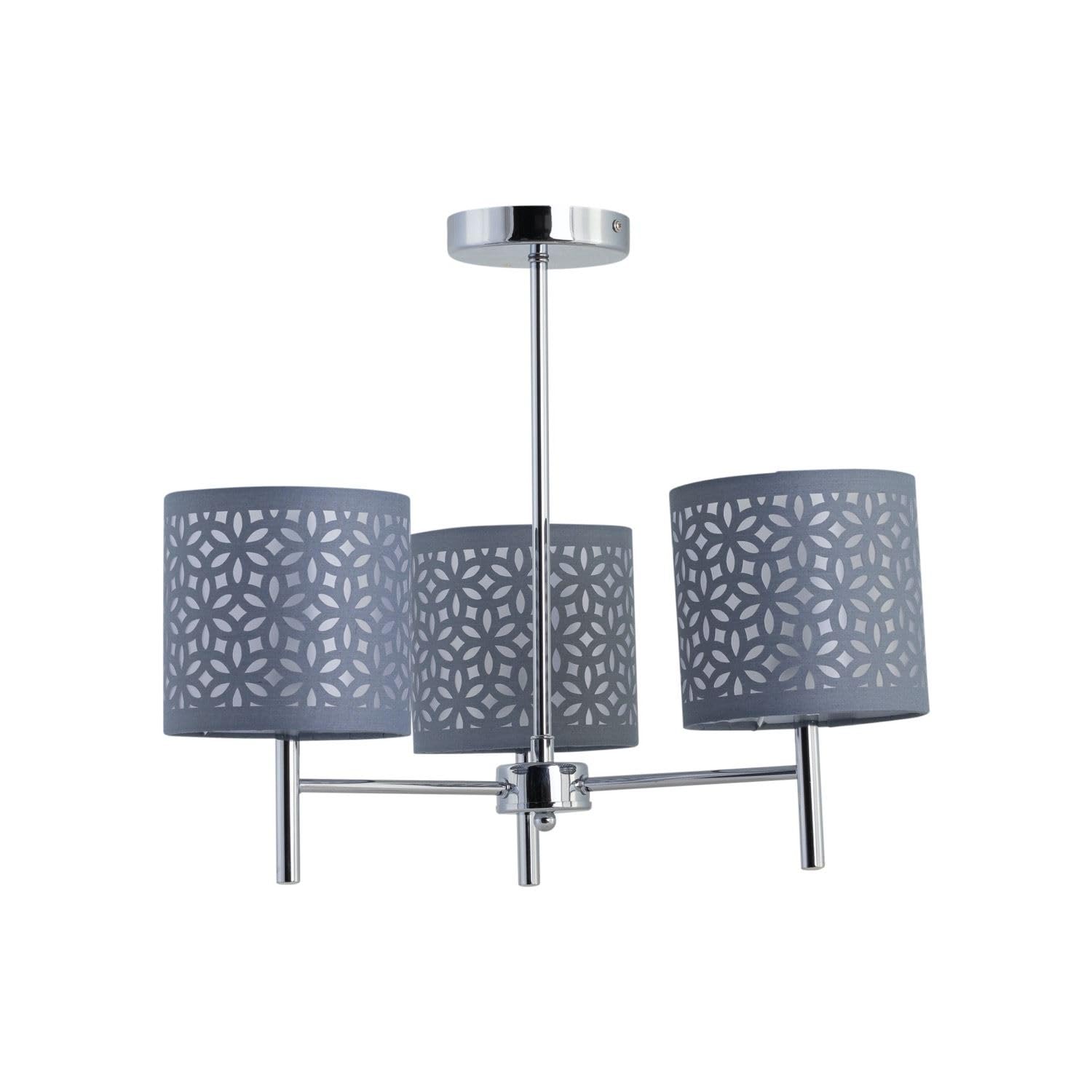 firstchoicelighting Brea - Chrome 3 Light Fitting with Grey Cut Out Shades