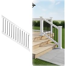 Weatherables Bolton Stair Railing Kit Aluminum and Vinyl Railing Kit for Decks, Porches, Outdoor Stairs, and More 42 x 72