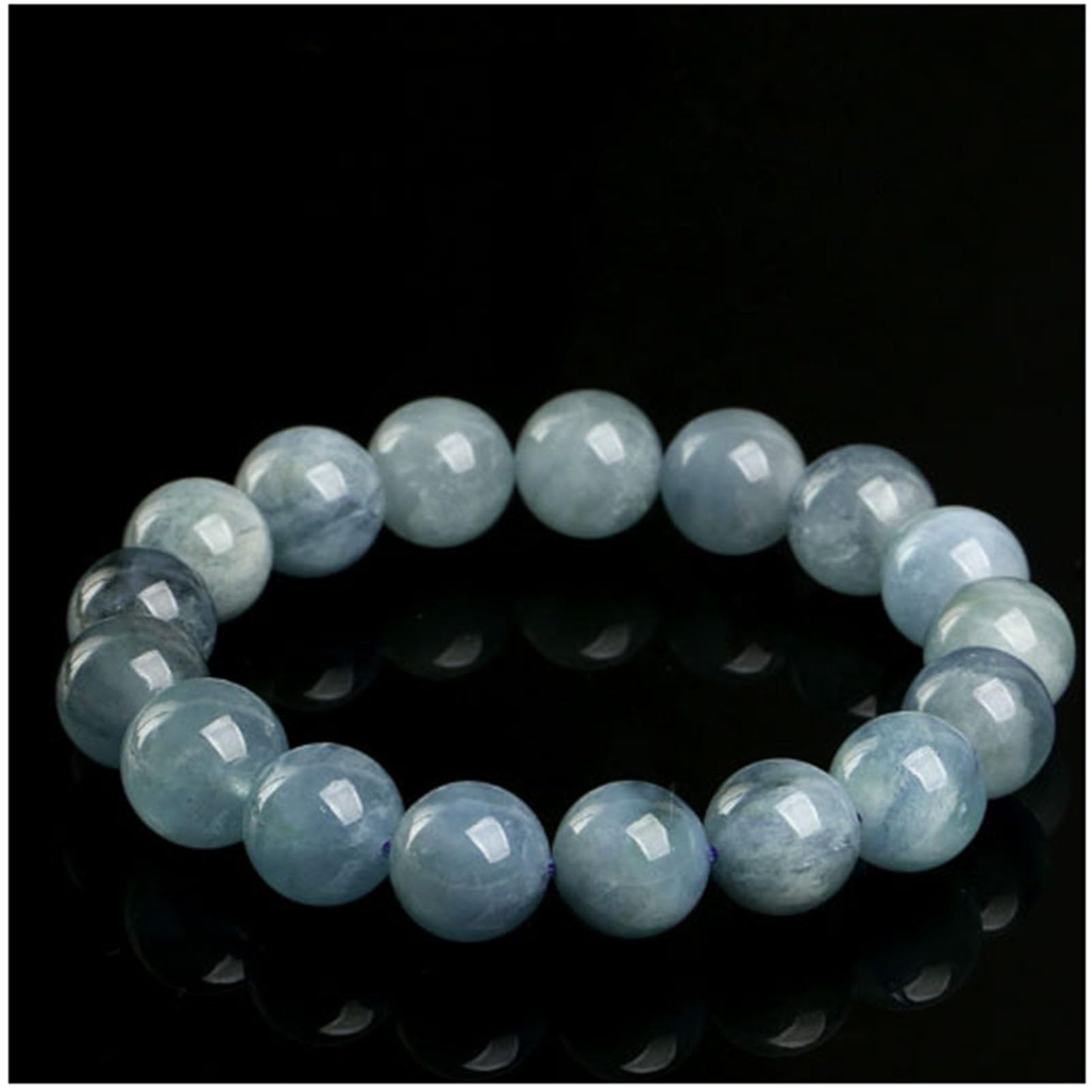 Verstellbare Perlen, handgefertigte Edelsteine, natürliche Edelsteine, Kristalle, Armbänder, Heilkristall-Armband, natürliches Aquamarinblau, echtes Edelstein-Stretch-Armband,3a,7.5MM