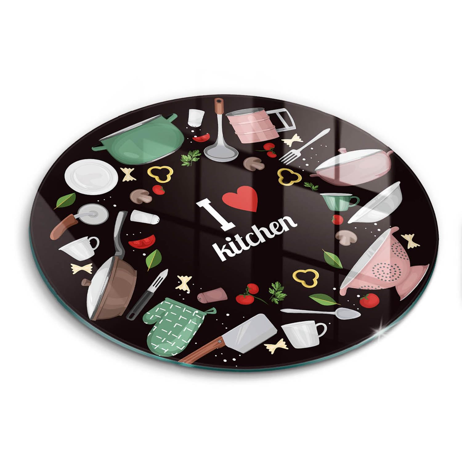 Planche à découper 40cm en matériau résistant Wallfluent avec illustration j'aime la cuisine