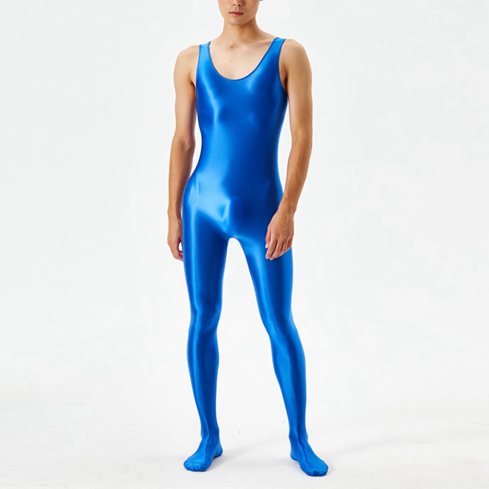 Tuta da uomo oleosa lucida sexy trasparente leggins Catsuits, body building da uomo, body a maniche lunghe, body building