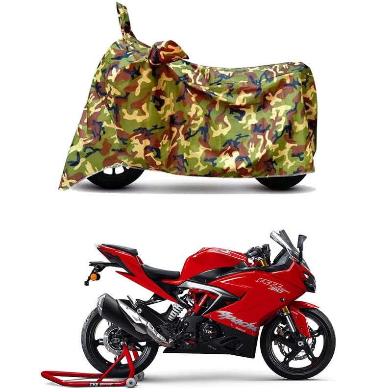 Image of Waterproof 100% PVC Coated Full Bike Scooty Two Wheeler Body Cover Compatible for TVS Apache RR 310 /UV-Rays /Heat Protection /Birds Dropping /Scratchproof /Dust Proof [6X6 Jungle Print]