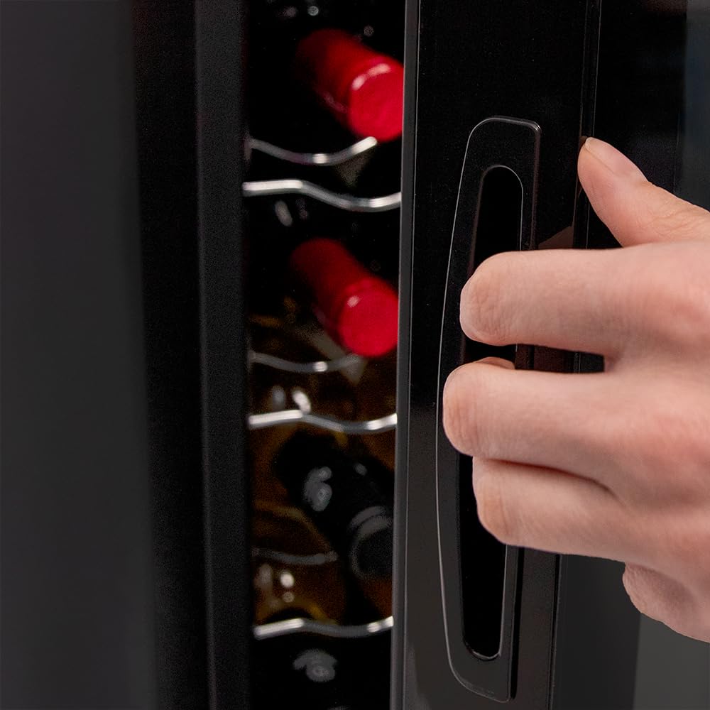 Cecotec Vinoteca 12 botellas Bolero grandsommelier 1230 coolcrystal, Enfriamiento termoeléctrico, Temperatura regulable entre 8º y 18ºC, Control táctil, Display, LED interior, Gas no nocivo.