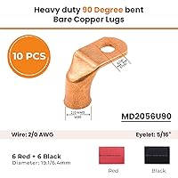 Vista 163 de SELTERM - 2 terminales de anillo resistentes para cable de batería, calibre 4 AWG, pernos de 3/8 pulgadas, terminales de calibre 4, ojales de cobre