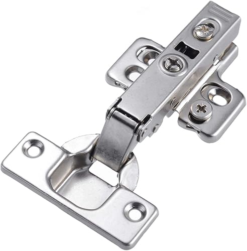 Bisagra oculta con tornillos para puerta de armario, cierre suave, acabado de níquel, 10 unidades