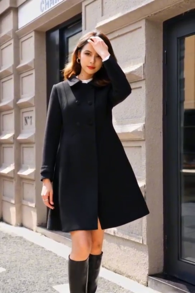 black women's dress coat Allegra K Winter Coats Lapel Collar Long Swing A Line Pea Cristy Red Floral Embroidered EOSS_26May_RND2_50% Color:Lavender warm wool fabric *