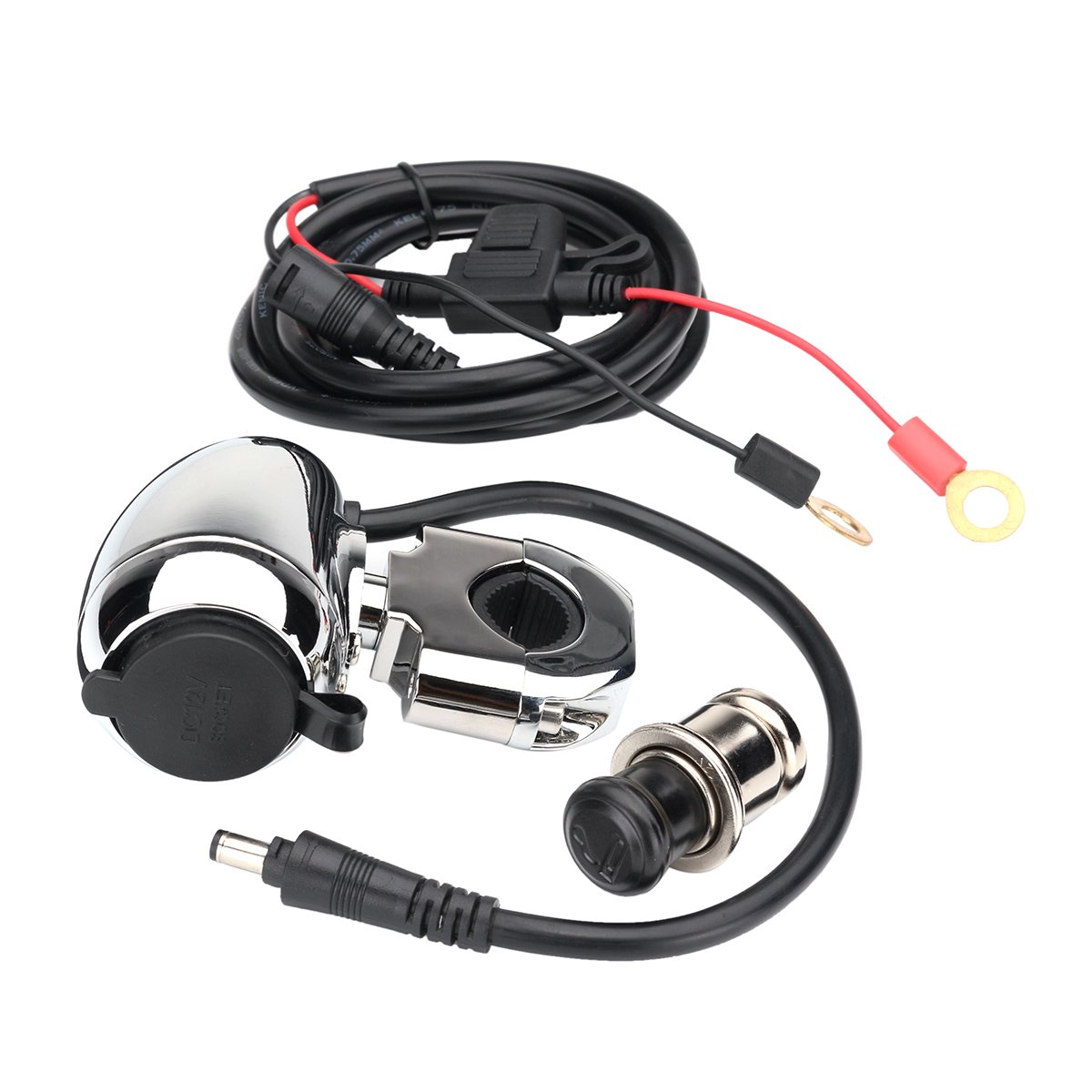 12cm Lenker Zigarettenanzünder Steckdose Power Point Ladegerät Metall 12V für Harley - Silber