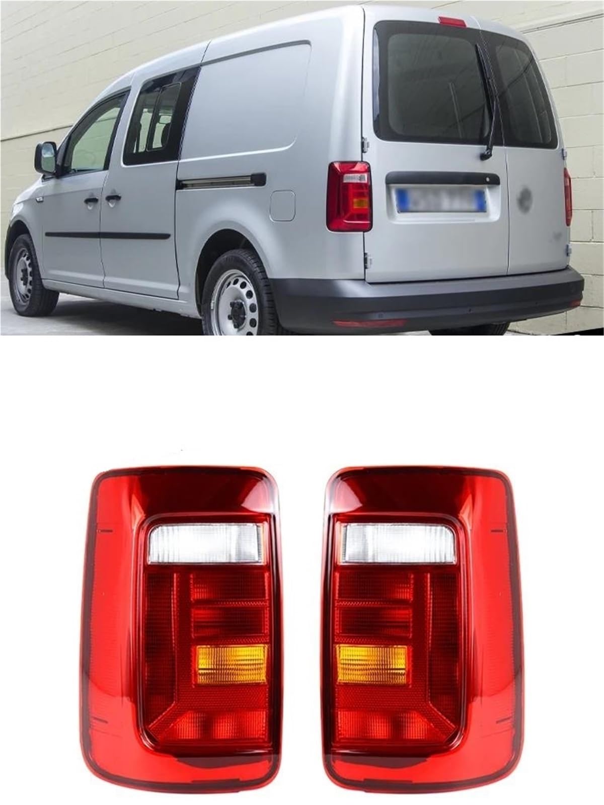Generico Fanale Posteriore Per VW Per Caddy 2016-2020 Fanale Posteriore Auto, Luce Freno, Di Segnalazione Senza Lampadine 2K1945096AB 2K1945095Q Coda Freno Spia Arresto