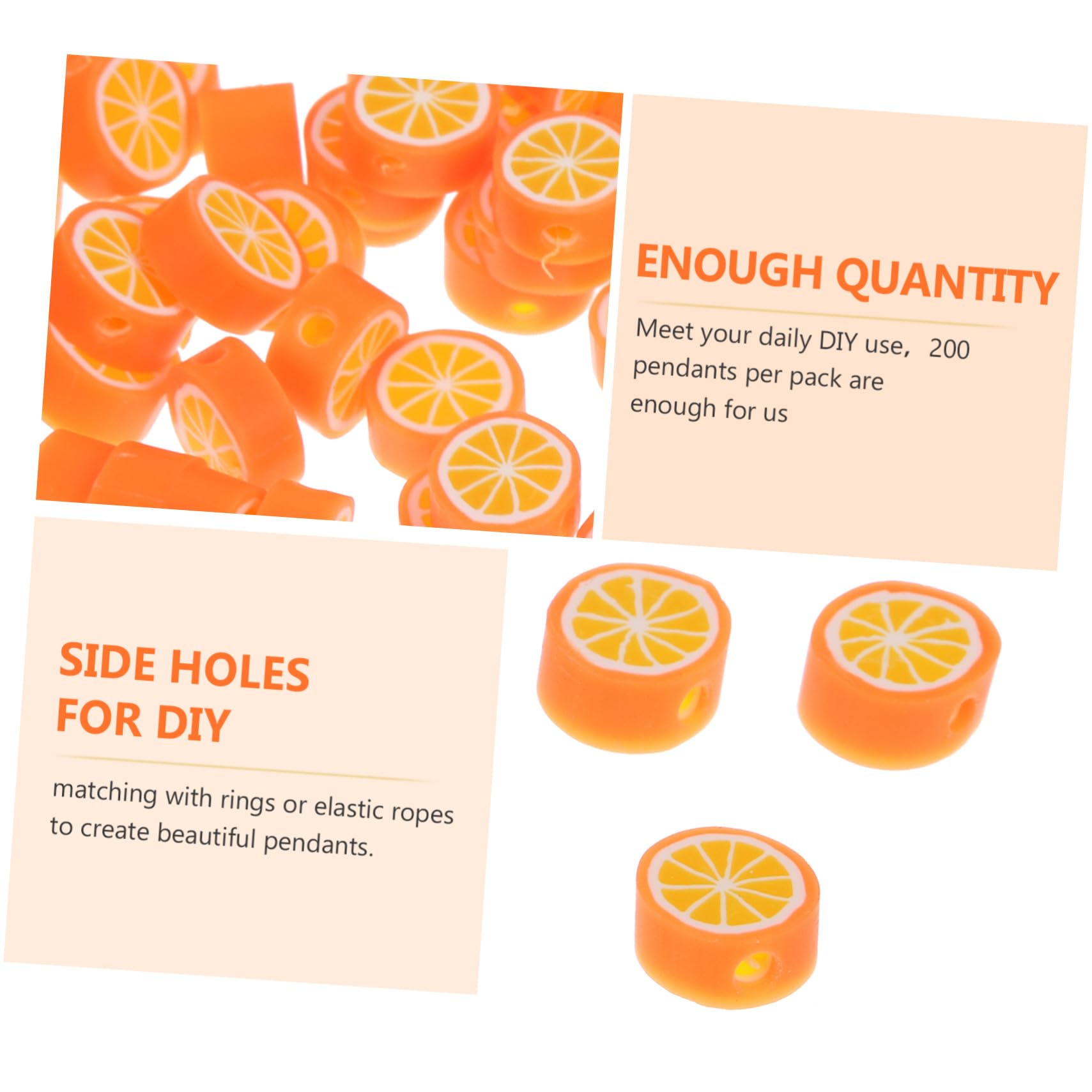 UKCOCO Cuentas Decorativas Hacer Pulseras de Arcilla Polimérica 200 Diseño de Frutas Material Resistente Color Naranja para Manualidades Diy