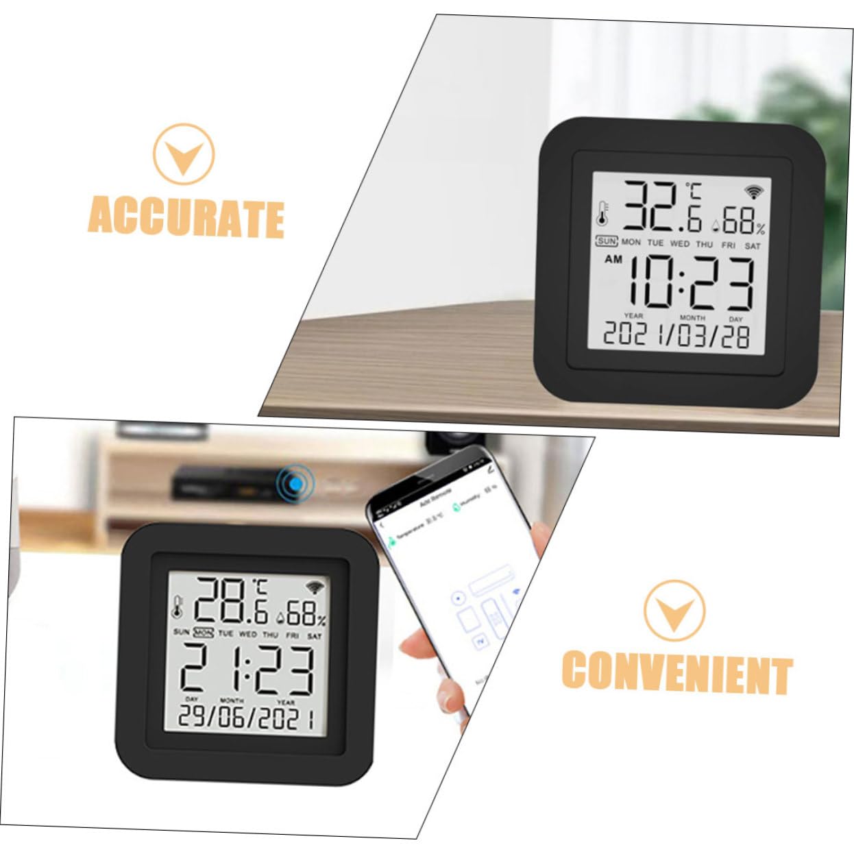 NUOBESTY Termometro Digitale Lcd Monitor di Temperatura e Umidità Interna Misuratore di Temperatura e Umidità per Uso Domestico