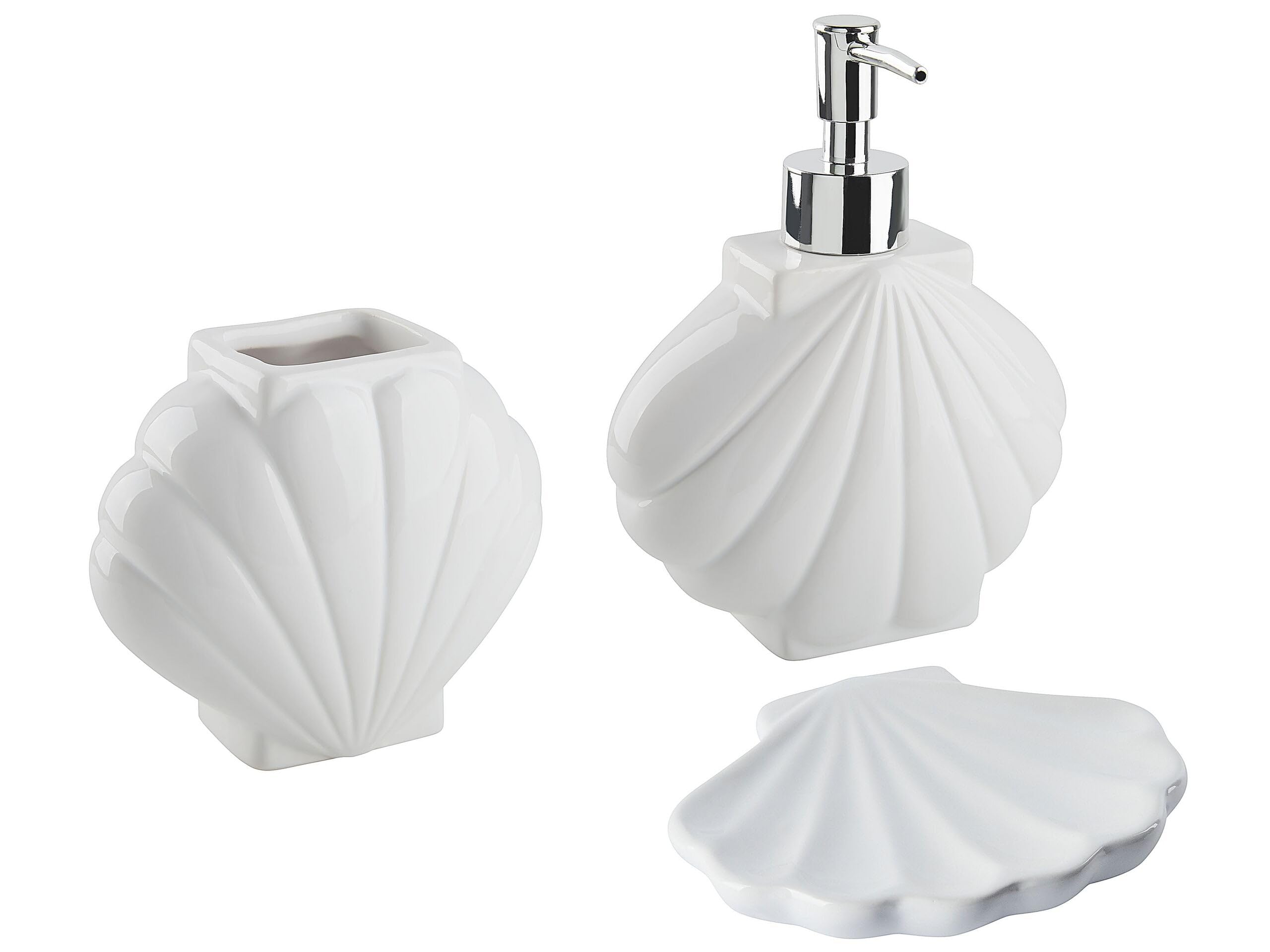 Dolomit Badezimmer-Set Muschel-Design - 3-teiliges Badzubehör