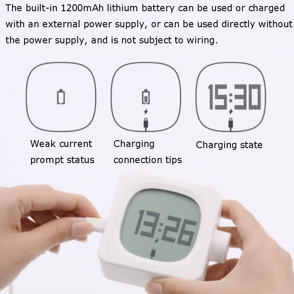 Budzik Elektroniczny budzik z funkcją drzemki, Usb. Ładowanie, z podświetleniem, mały stolilocz zegar do nocnych nastolatków 3,5 Prosty (Color : White)