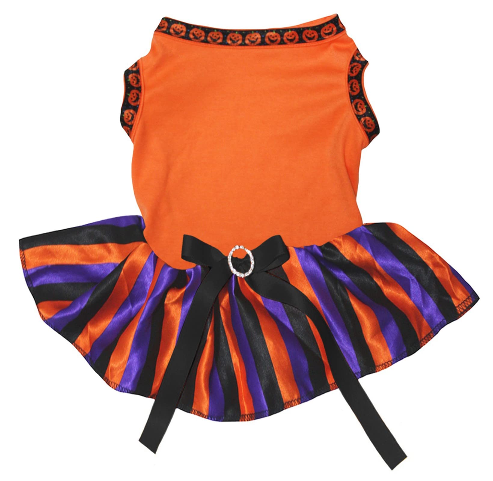 Robe pour chien Halloween orange et rayures en taille S