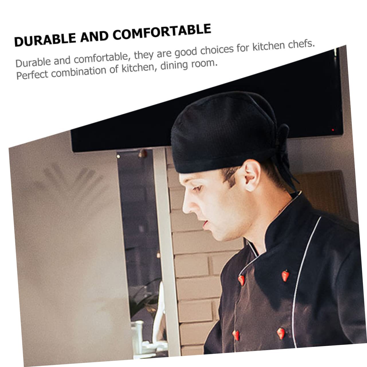 VALICLUD 8 Gorros de Chef Negros de Algodón Estilo Japonés, Cómodos y Elásticos para Cocineros en Restaurante y Cafetería