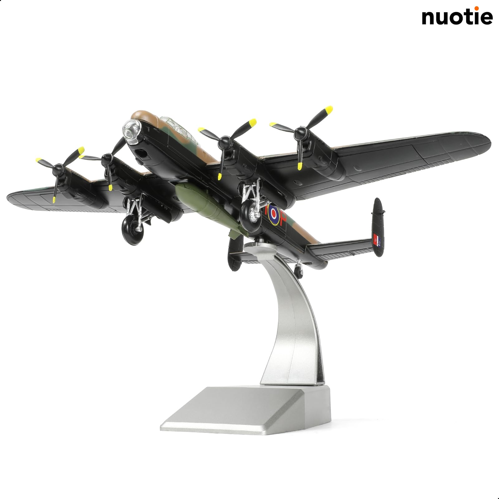 NUOTIE 1/144 Avro Lancaster Heavy Bomber Modèle Avion de la Seconde Guerre Mondiale RAF Modèle d'avion Bomber Britannique Modèle d'avion en métal moulé sous Pression avec présentoir Collection Cadeau