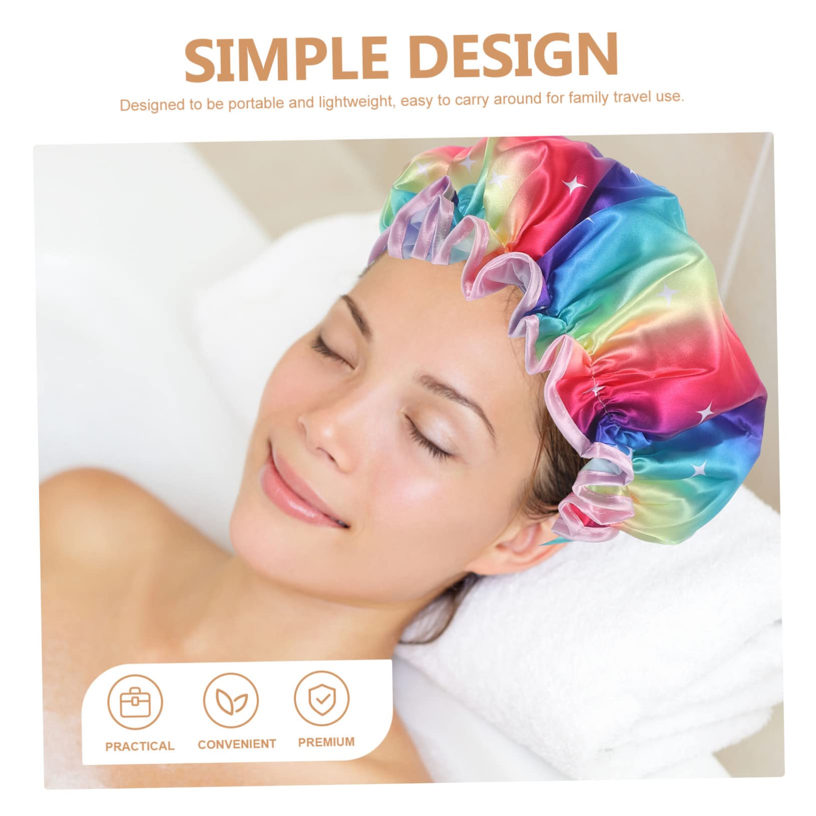 Healeved 5piezas Gorro De Ducha De Doble Para Cuidado Del Cabello Para Lavado Maquillaje y Spa y Absorbente Para Mujeres y Niñas