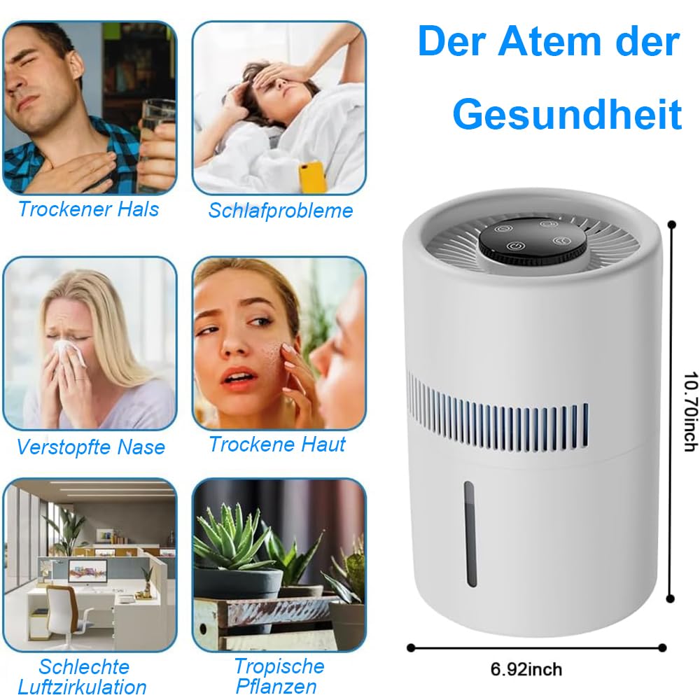 osmo-s AirMistify Pro 2-in-1 Luftreiniger und Luftbefeuchter mit 5W Leistung und 4L Wassertank, leiser USB Luftreiniger für Büro, Schlafzimmer, Kinderzimmer, entfernt Tierhaare, Staub, Rauch