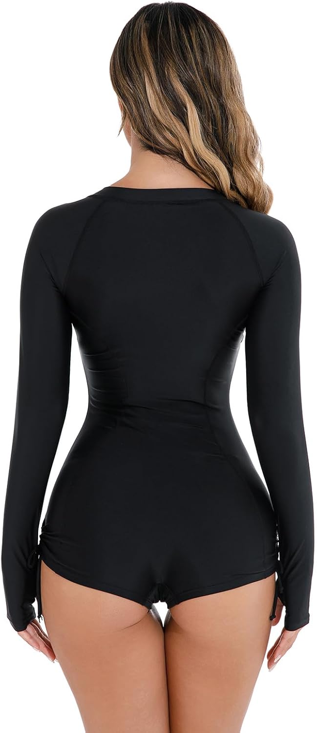 Women's One Piece Rashguard Floral Surfing Swimsuits Swim Rash Guard Boyleg Bathing Suit UV Protection Swimwear - Image 6