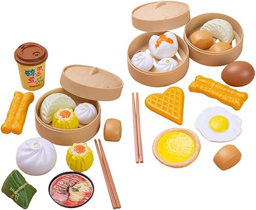Miniatura 1 de TOYANDONA Juegos de cocina de simulación tenue para juegos de pizza asiática tiempo de juego té vaporizador de alimentos cumpleaños niños pequeños
