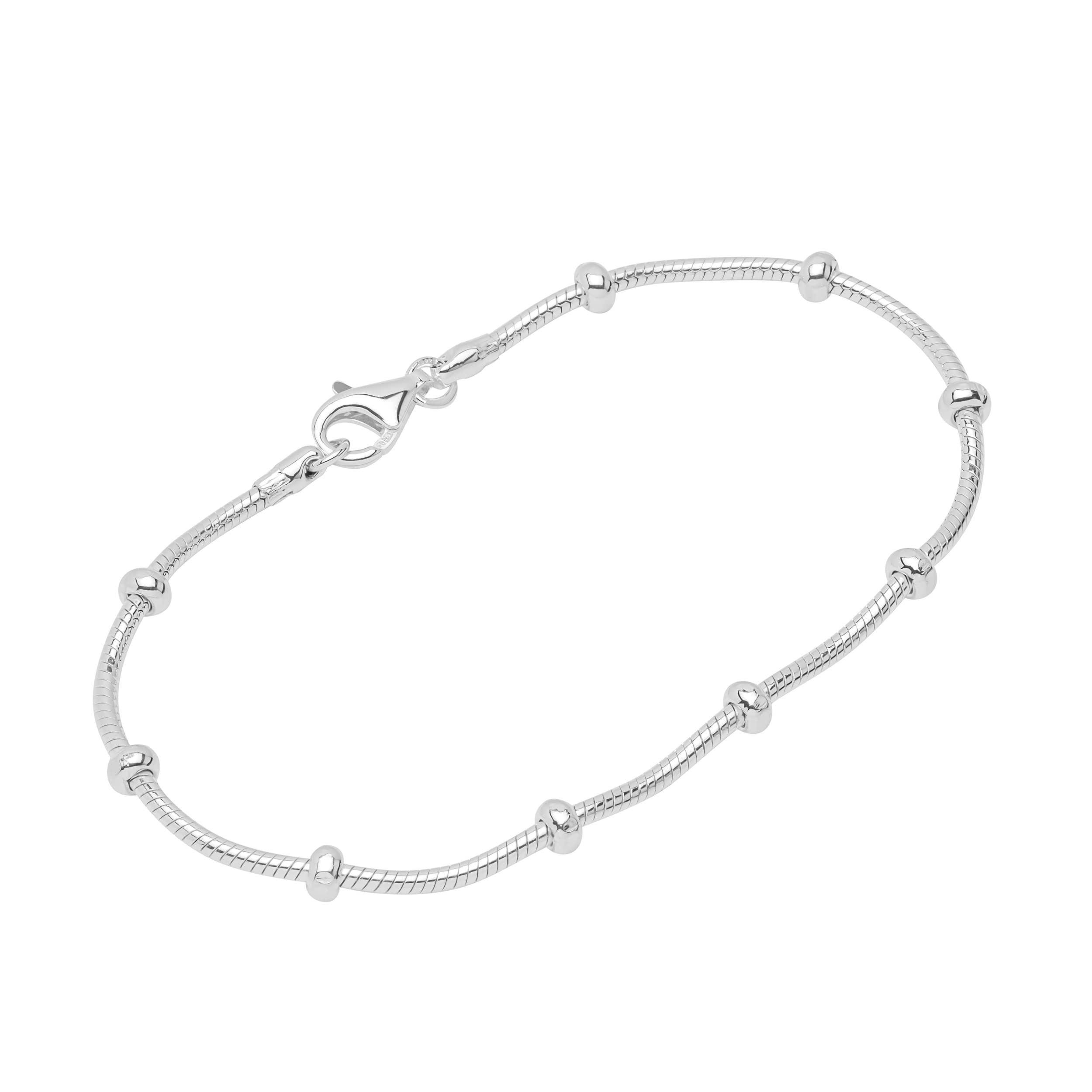 NKlaus Kolia łańcuszek wężyk okrągły z kulkami (38 cm – 80 cm) srebro wysokiej próby 925 szerokość: 1,8 mm, 19 centimeters, Srebro szterlingowe