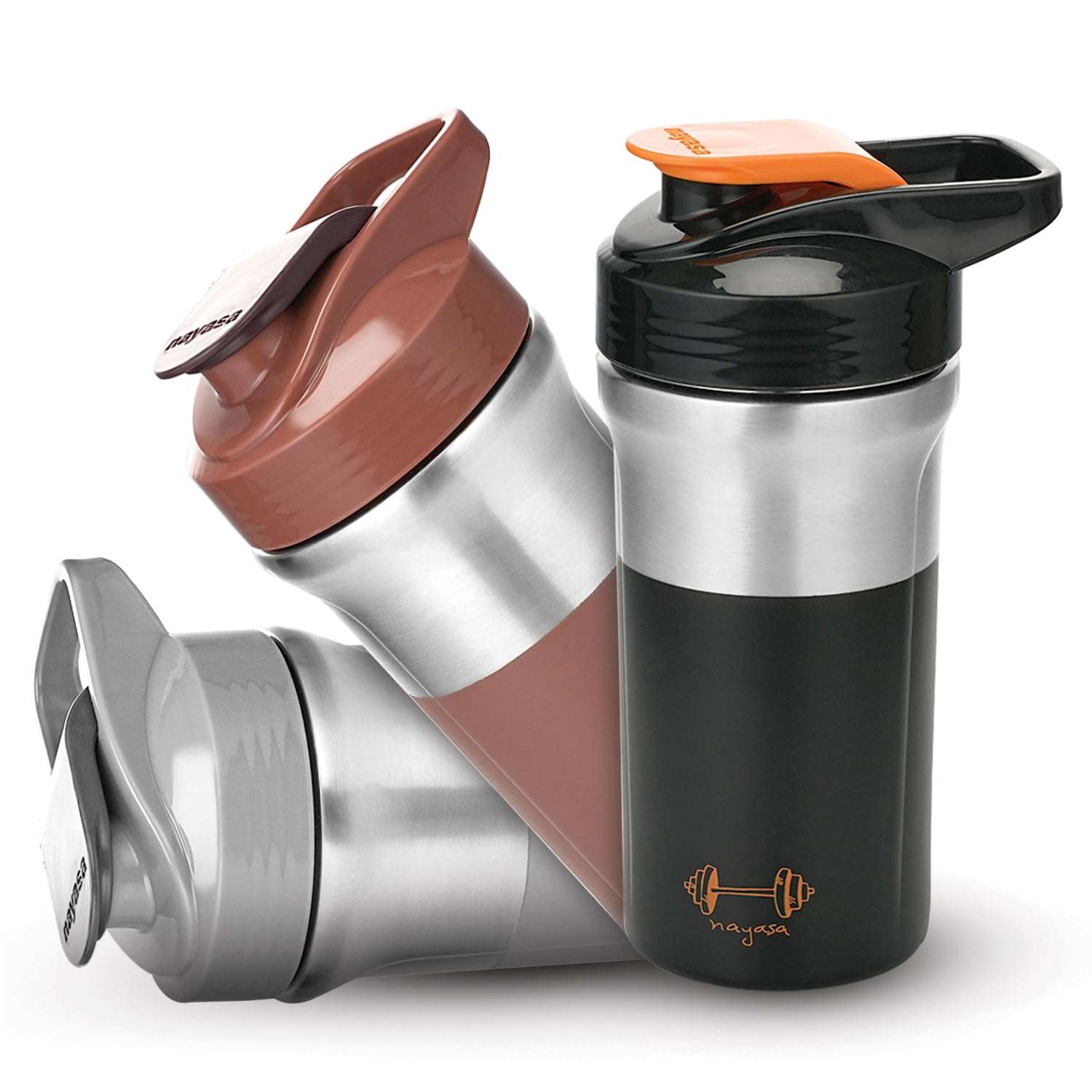 Nayasa Alloy Cross Fit Stainless Steel Gym Shaker Bottle | 900ml | Leakproof & Durable | Pre & Post Workout Shaker Bottle | BPA-Free Sports Shaker for Protein, Smoothies | Gym & Fitness Bottle | Black - Image 2 thumbnail