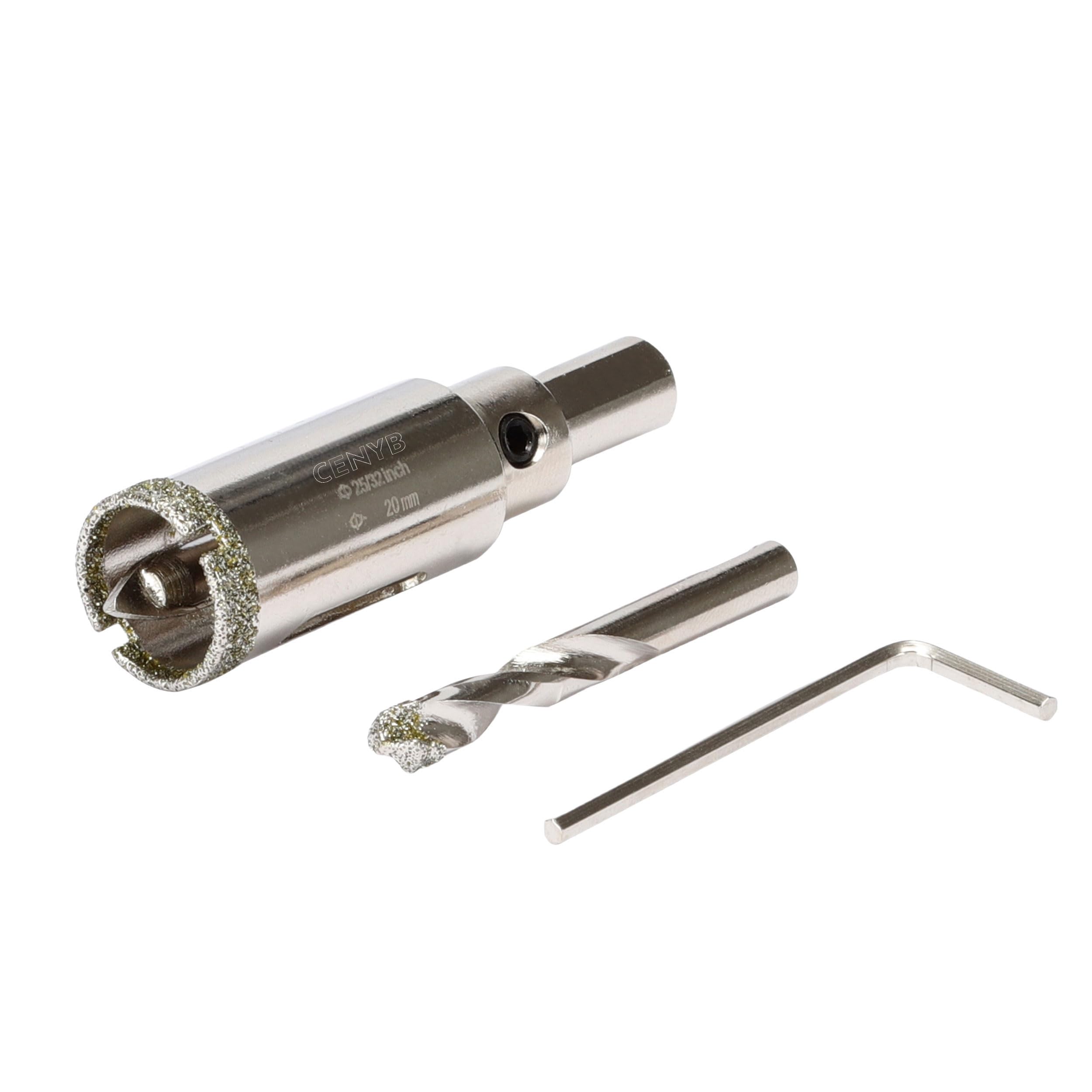 25/32 Inch 20mm Tile Hole Cutter Drill Bit Diamond Metal Hole Saw with Center Pilot Drill – Diamond-Coated for Marble, Granite, Ceramics, Porcelain Tiles, Glass — image 1