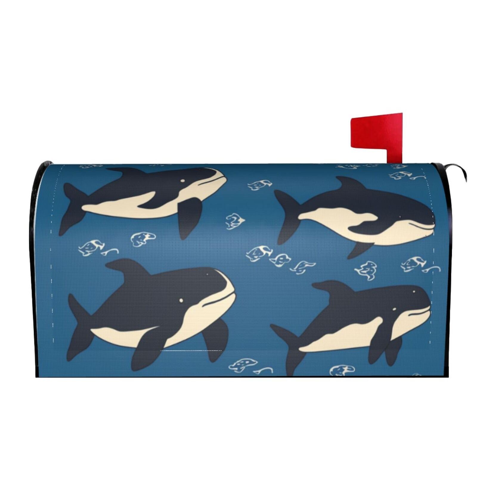 Spring Summer Mailbox Covers Magnetic Letter Post Box Cover Whale Mailbox Wrap Decoration Mailbox Post Cover for Garden Yard Outside Welcome Decor 21x18 in