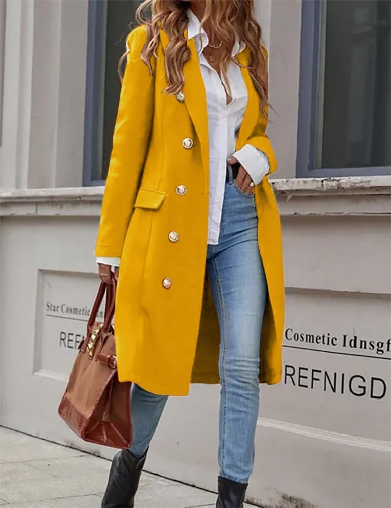 IDEALSANXUN Womens Long Wool Coat for Women Fall Winter Trench Coat Trendy Jackets - Image 6