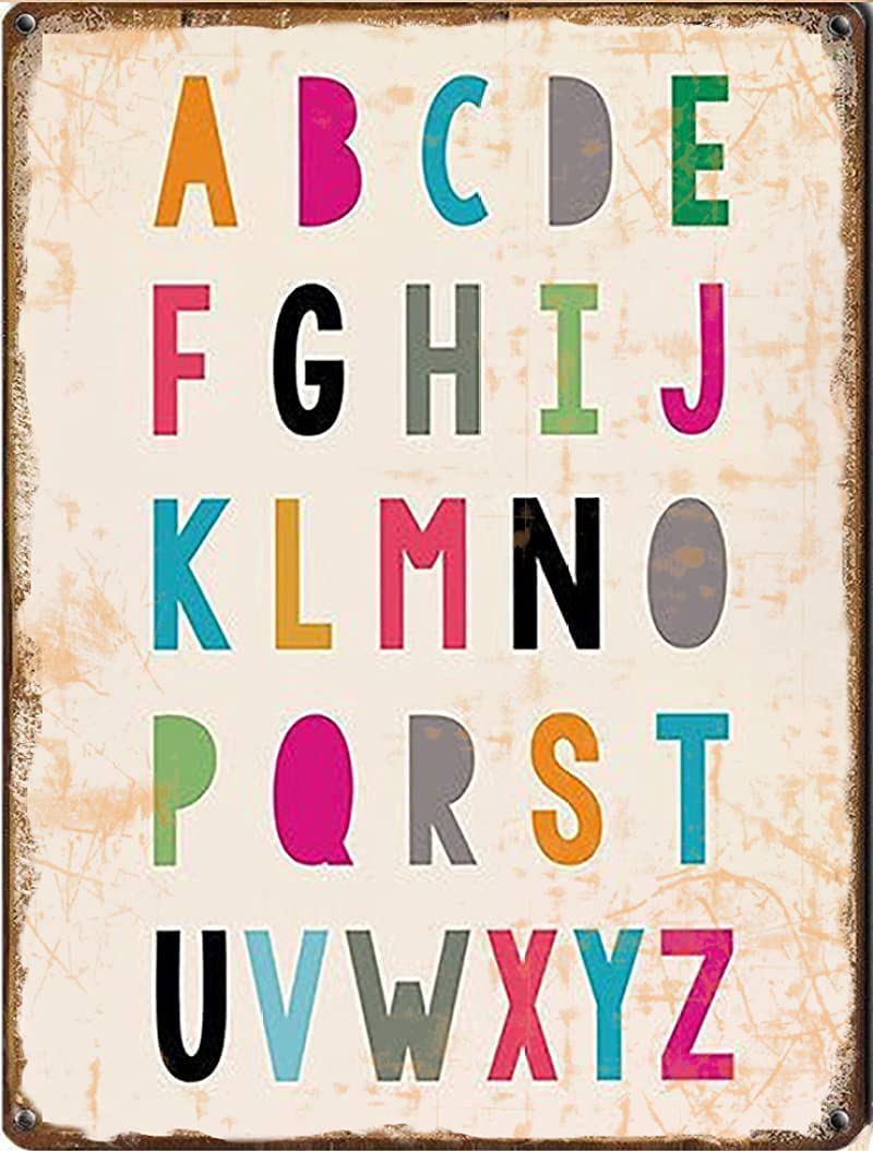 Kwqdozf Tin Sign-2 8X12 Inch Alphabet Vintage Metal Aluminum Tin Sign Door Signs 8X12 Inch