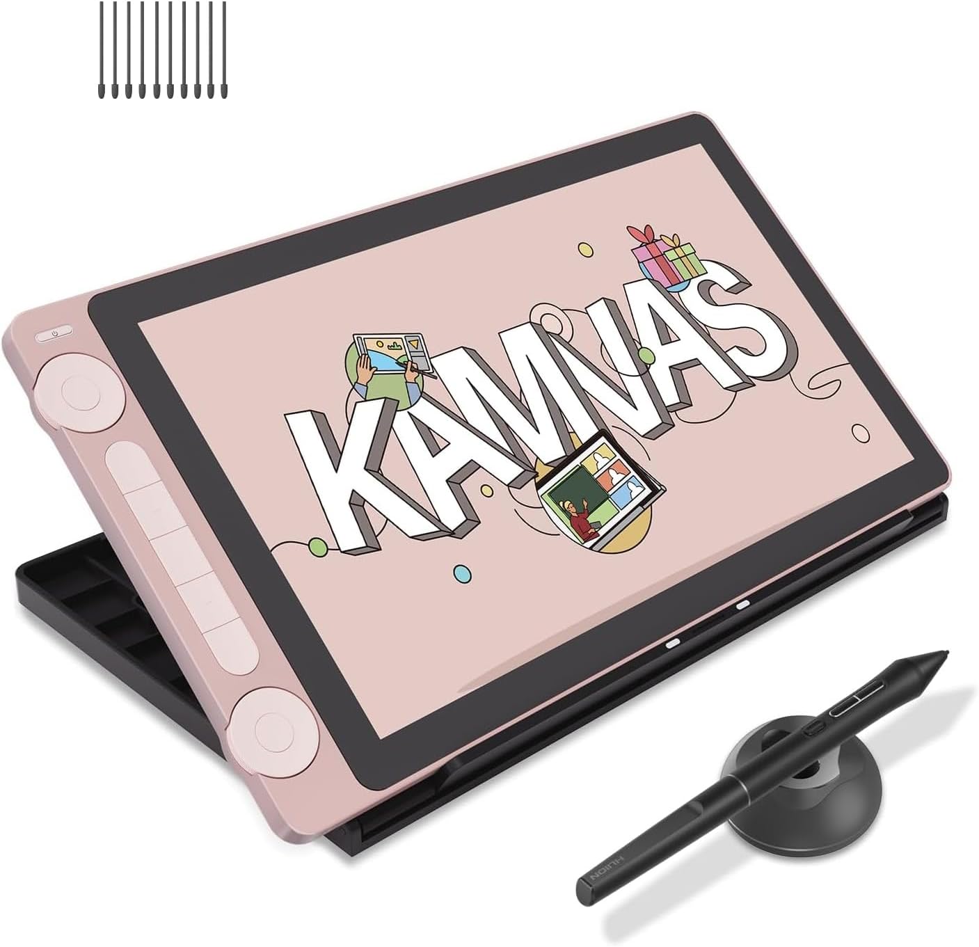 HUION Kamvas 13 (Gen 3) Drawing Tablet with Screen and HUION 10 Pack Replacement Felt Nibs PN06F