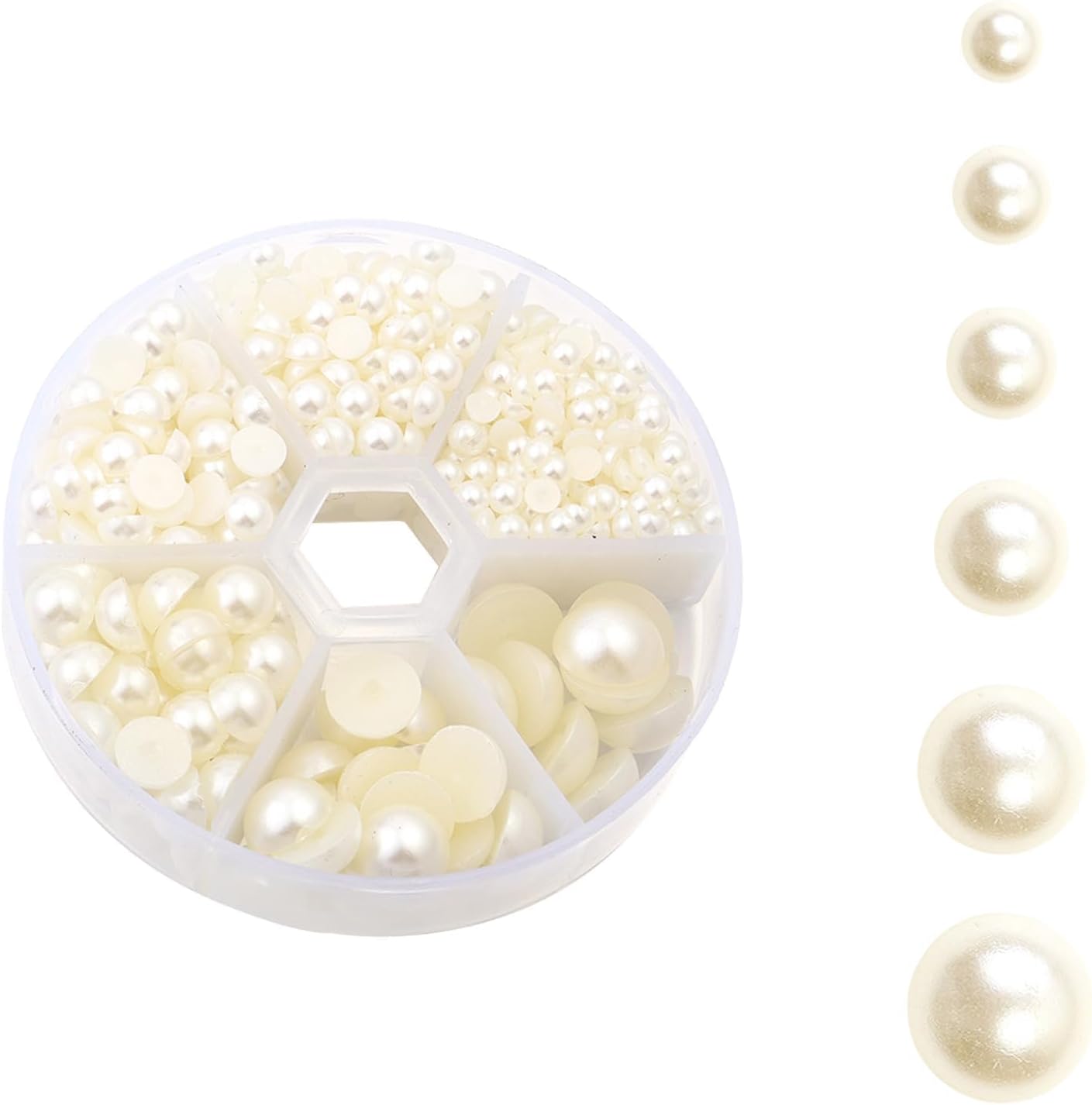 6 Sizes 1020pcs White Flat Back Pearls Cabochon Gems for Nails Crafts Shoes Hairband Scrapbooking Wedding Phone Case 3mm 4mm 5mm 6mm 8mm 10mm