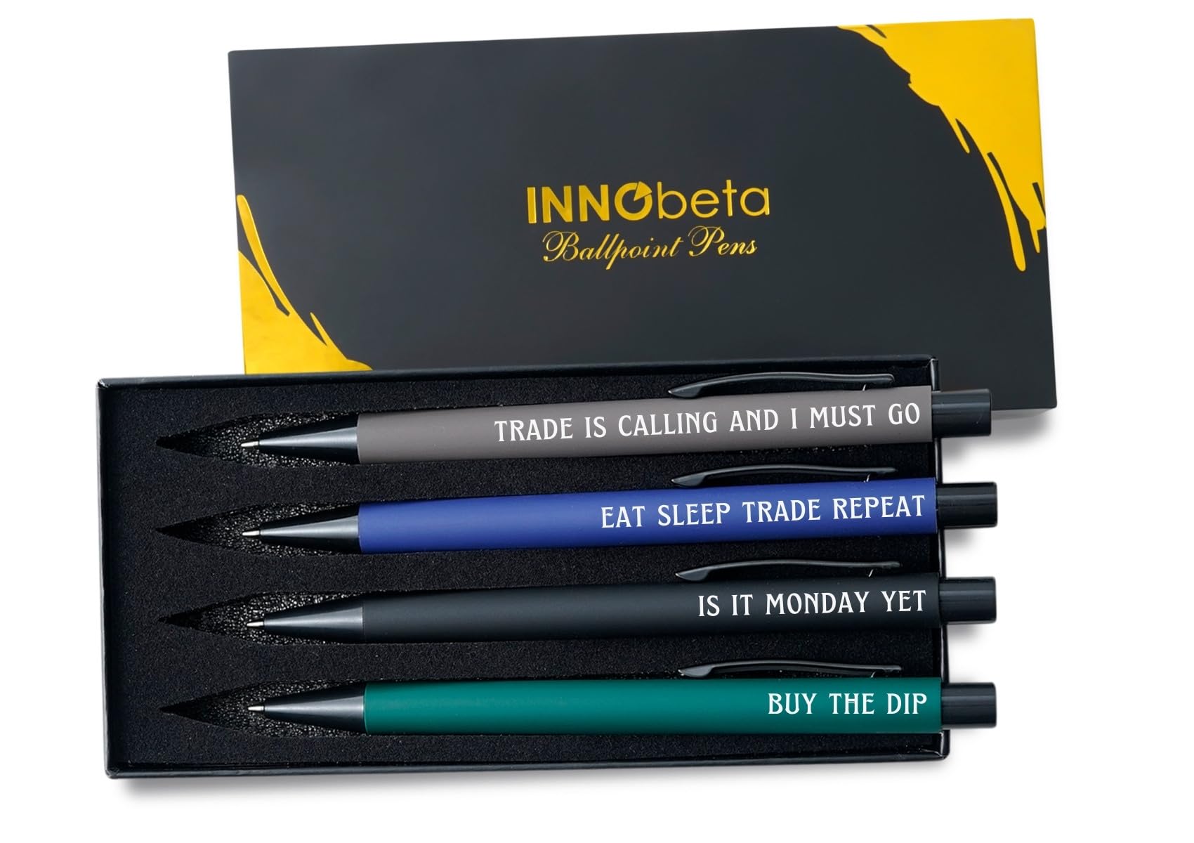 InnoBeta Stock Market Gifts Ballpoint Pen Set of 4, Gifts for Birthday, Christmas