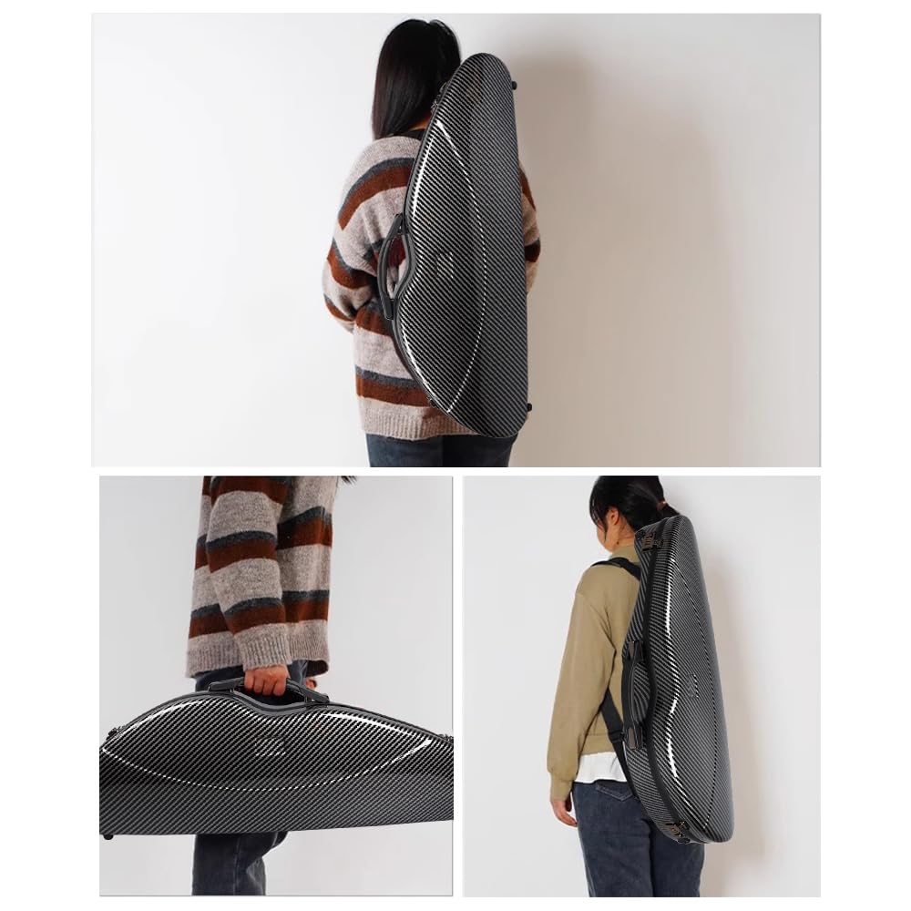 Custodia rigida per violino 4/4 in carbonio composito con blocco password, cinghie per zaino, ultraleggera, impermeabile, resistente (nero)