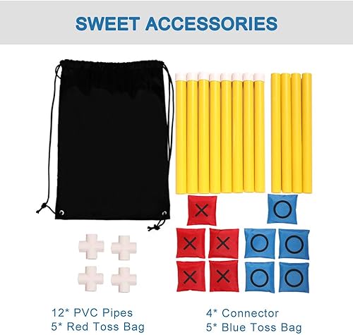 Miniatura 6 de OTTARO Juego gigante de Tic Tac Toe para interiores y exteriores para la familia juego de lanzamiento de puf para adultos y niños 3 pies x 3 pies