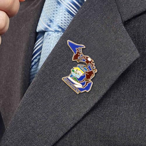 Image of State Shaped Map Lapel Metal Pin Enamel Brooch Keepsake Beautifully Designed for Backpack Hat