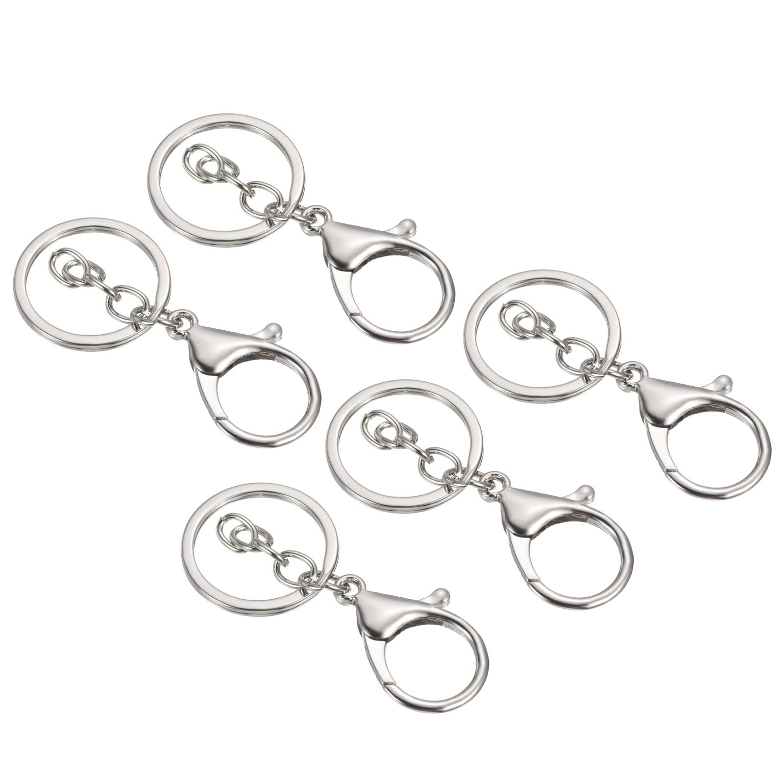 PATIKIL Key Chain Rings, 5 Pack Lobster Clasp Keyring Trigger Clip Keychain Holder for DIY Decorations Silvery