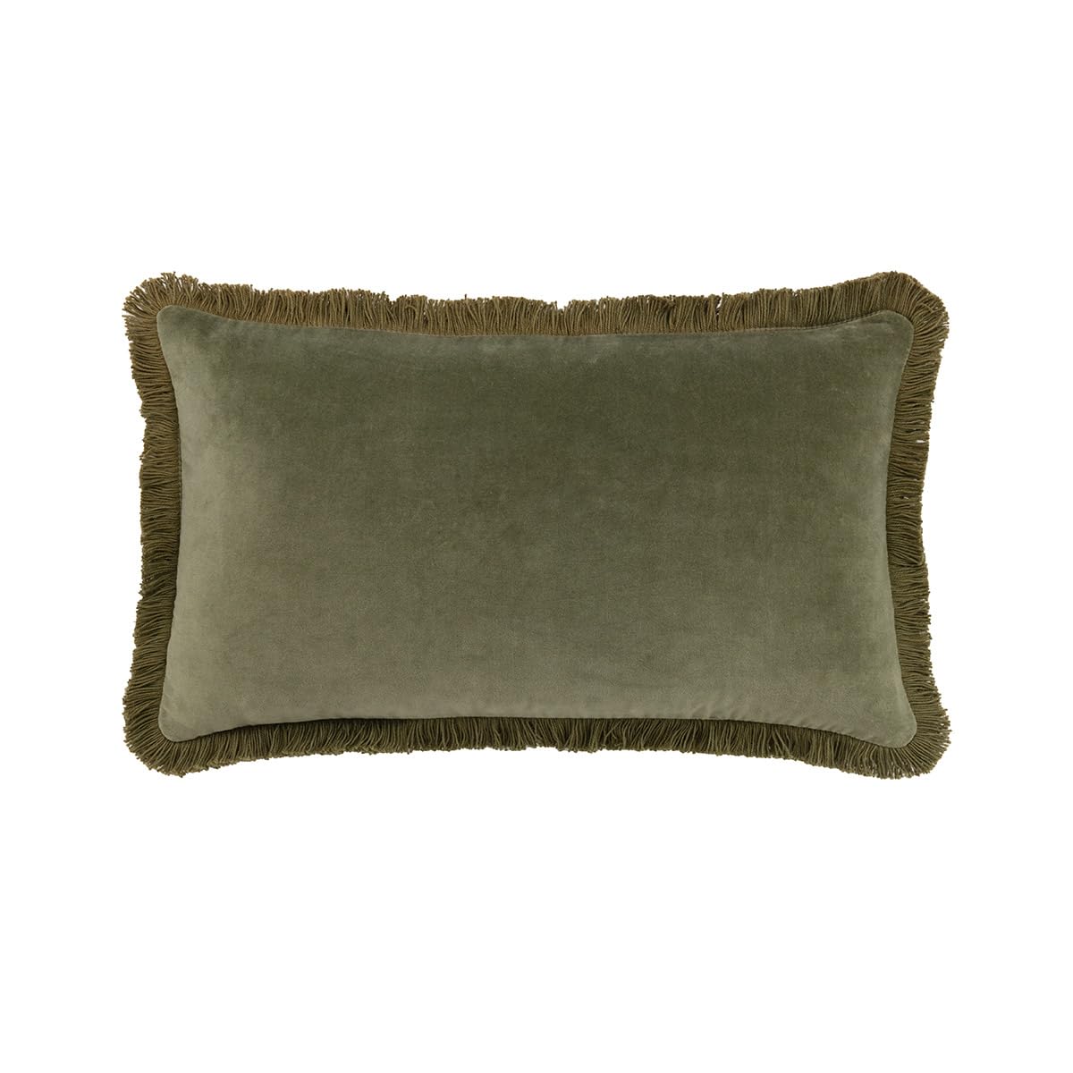 Desforges - Housse de Coussin 33 x 57 cm en Velours Vert uni, Romulus
