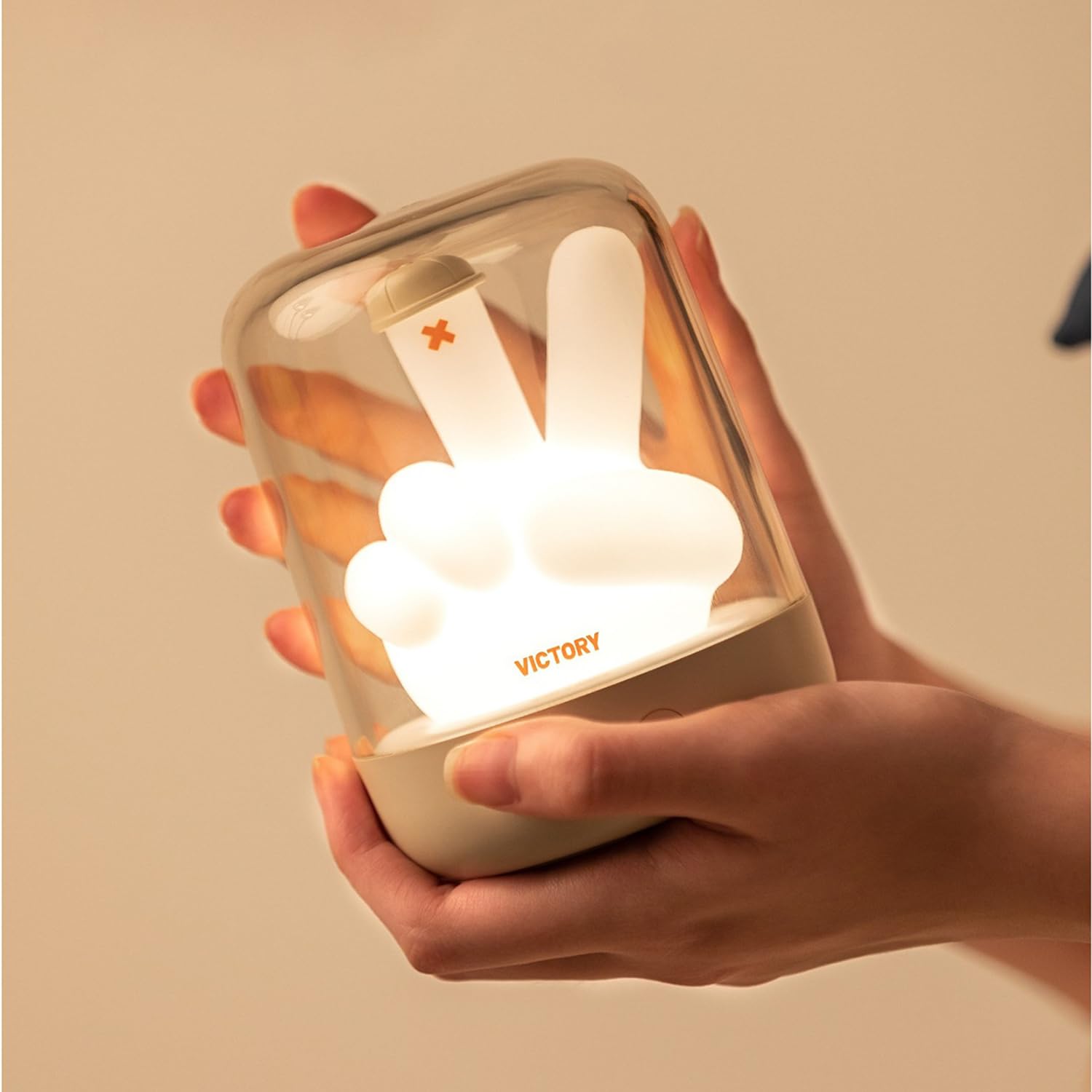 Veilleuse blanche transparente avec doigt lumineux à l'intérieur, minuterie de 20/40 minutes, arrêt automatique, batterie rechargeable USB-C 5H, chaude, froide, bicolore, pour chambre