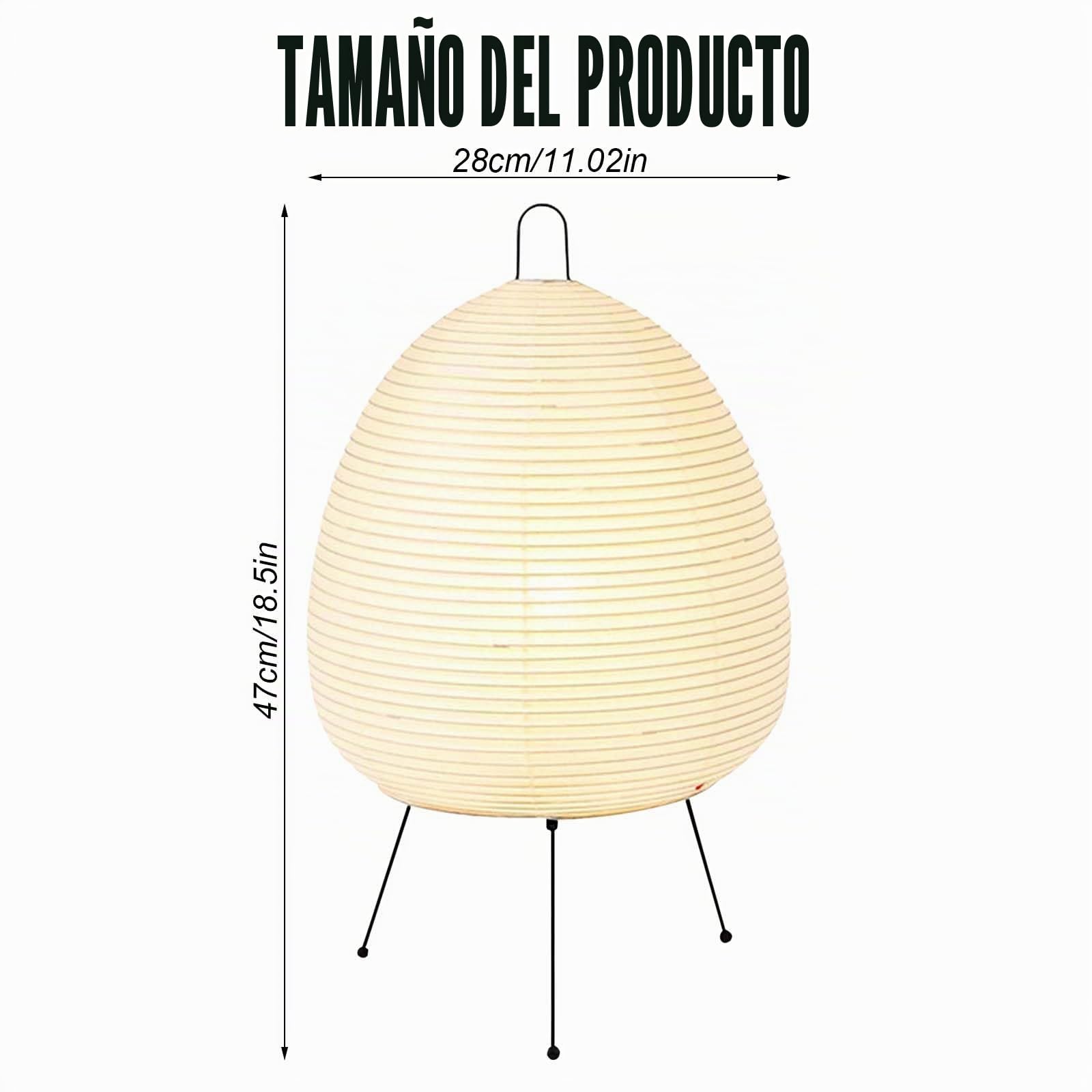 Leikurvo Pantalla de papel de arroz, lámpara de mesa de papel blanco, lámpara de noche, lámpara de pie, lámpara de mesa con casquillo E27, interruptor y bombilla, lámpara de repuesto
