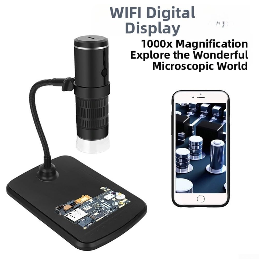 WiFi Digital Mikroskop 1000X Vergrößerung Tragbare Handheld HD 1080P Inspektionskamera für Münzhaut Löten Reparatur Schwarz