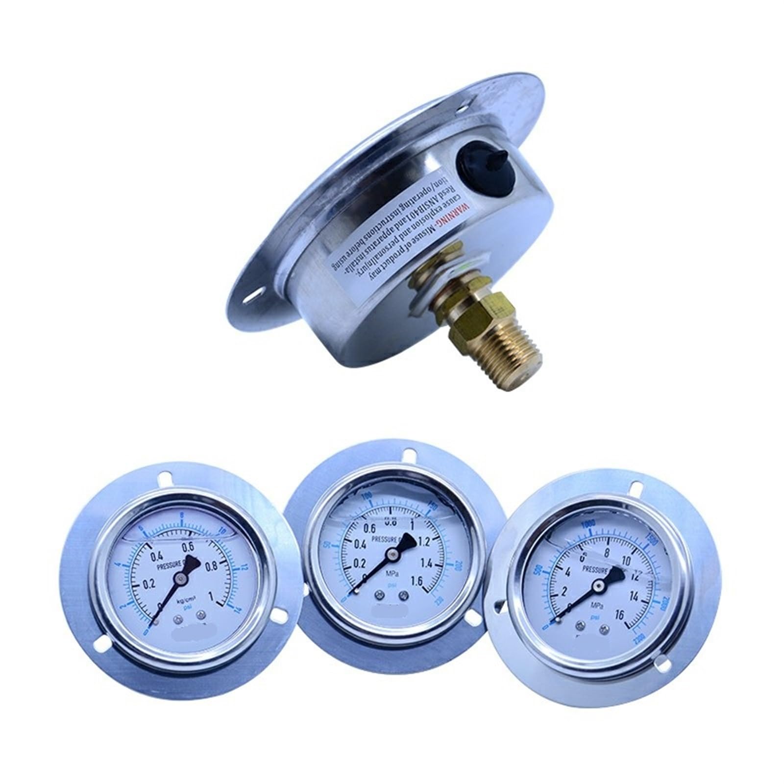 Manómetro, manómetro, medidor de compresor de Aire y Combustible, manómetro de Metal axial Radial de 16 Bar, probador de presión hidráulico G1/4 (tamaño: 0-0,7 Mpa) (tamaño: 0 6 Mpa)