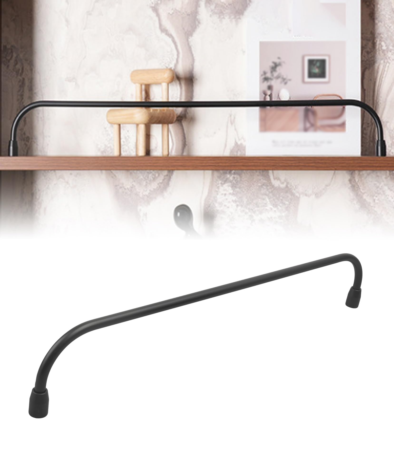Decorative Tipping Rail for Cabinets, Aluminum Shelf Guardrail Stopper for Wood Shelves, Wardrobe, Shoe Rack, Display(Black,45cm/17.7'')