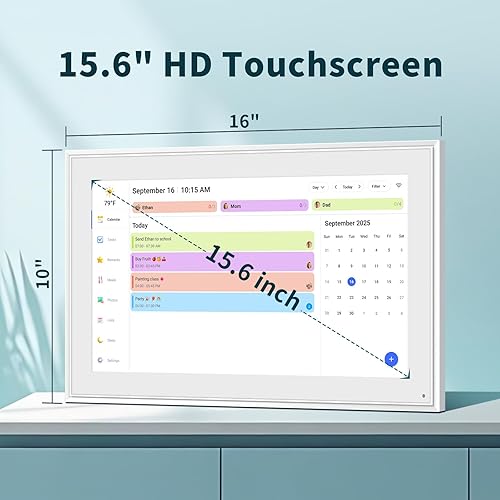Miniatura 9 de Canupdog Calendario digital de 15.6 pulgadas, planificador electrónico y tabla de tareas con pantalla táctil IPS de 1920 x 1080P, sistema de