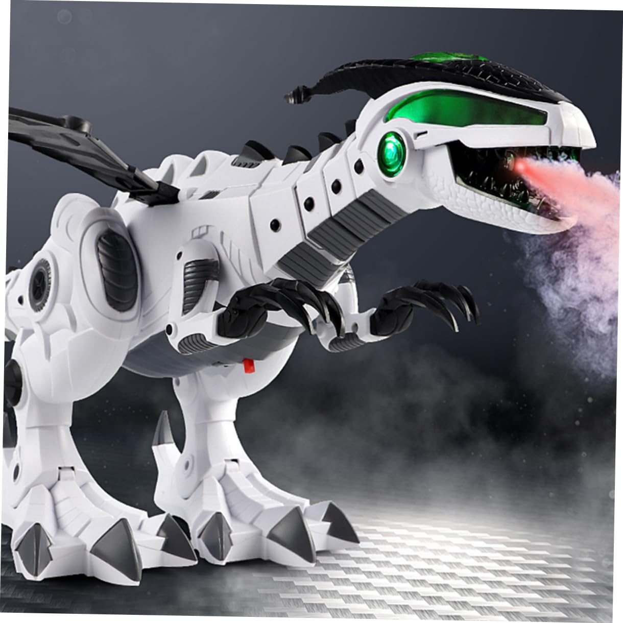 Dinosaurio Eléctrico de Juguete Pulverización y Sonido Realista Blanco