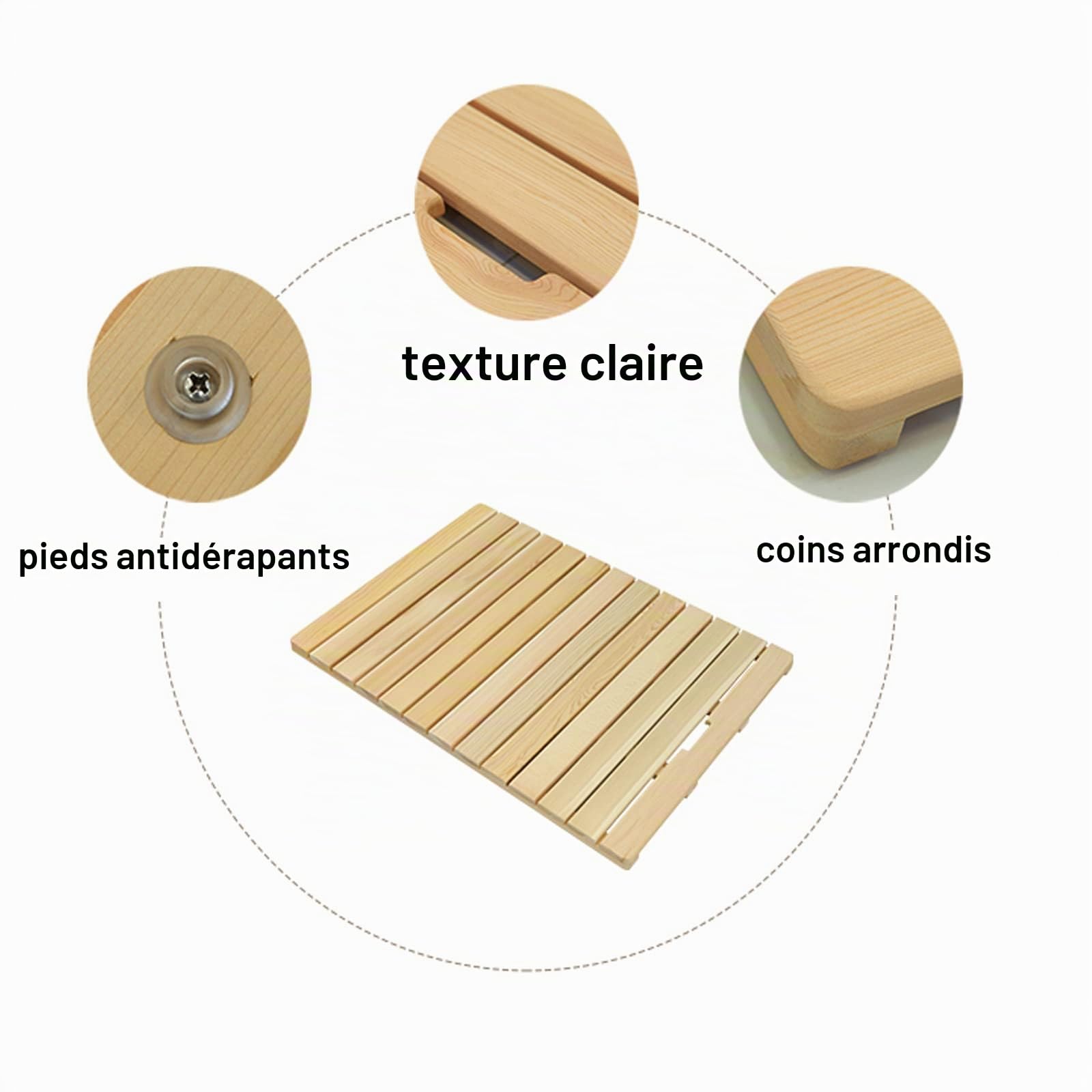 Caillebotis de Douche Kashiwagi de Qualité Supérieure,Caillebotis pour La Douche,Tapis de Bain de Douche Respectueux de l'environnement,Usage Intérieur et Extérieur (40x40cm/15.7x15.7in)