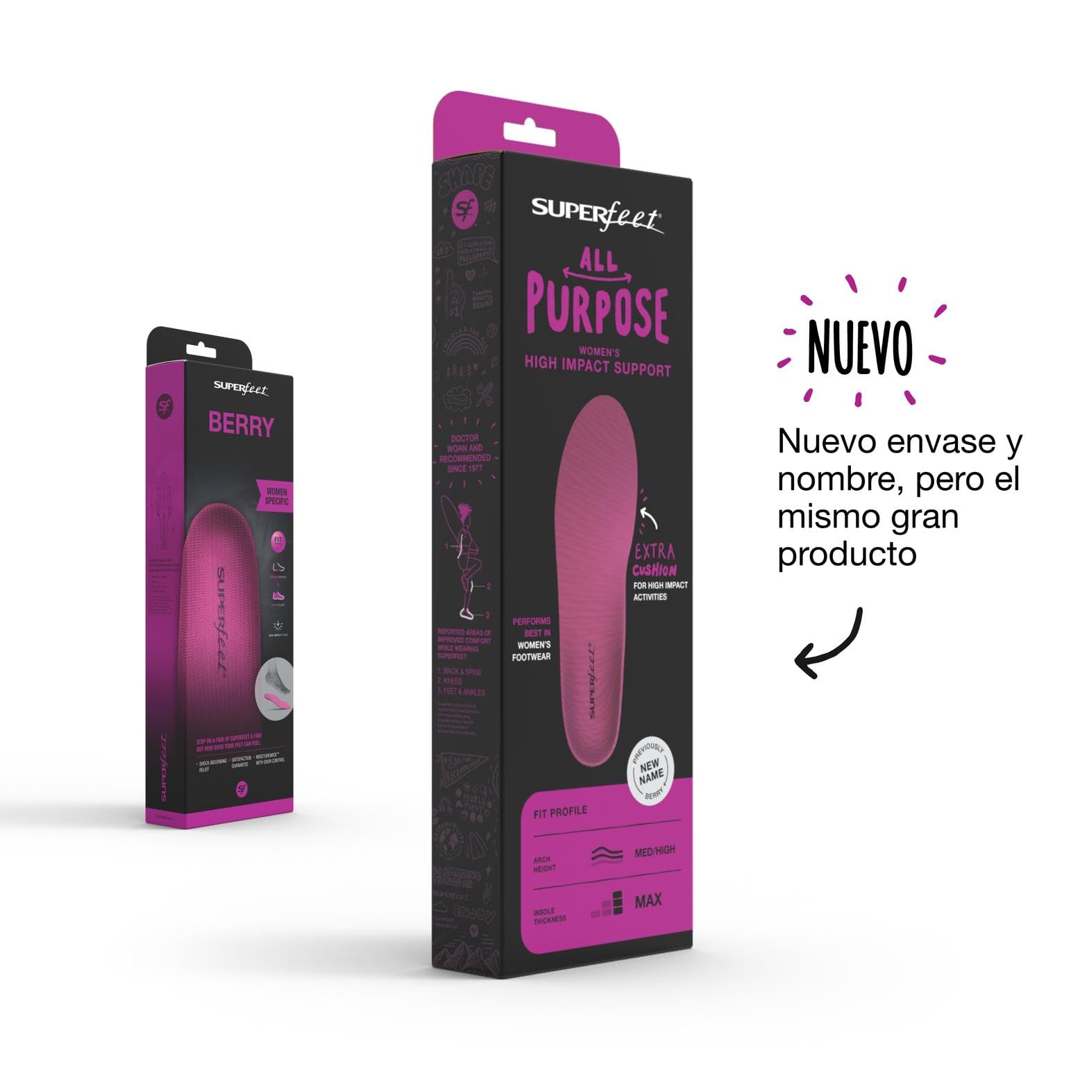 Superfeet Plantillas Ortopédicas Recortables para Zapatillas de Mujer, EU 42 – 44 | Plantillas Recortables de Alto Impacto, Soporte de Arco Medio a Alto para Zapatillas de Deporte de Mujer, Control de Olores