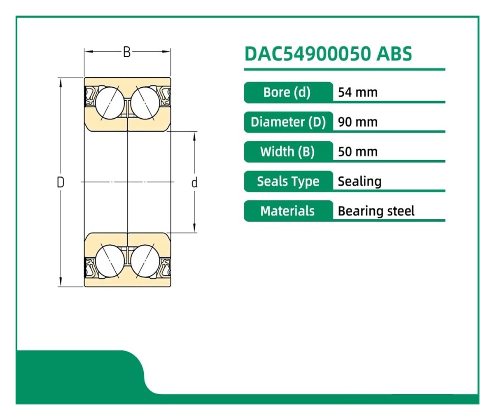 1 pièce DAC54900050 ABS 54X90X50 510097 FW214 1649810106 1649810406 ​​Roulement de moyeu de Roue