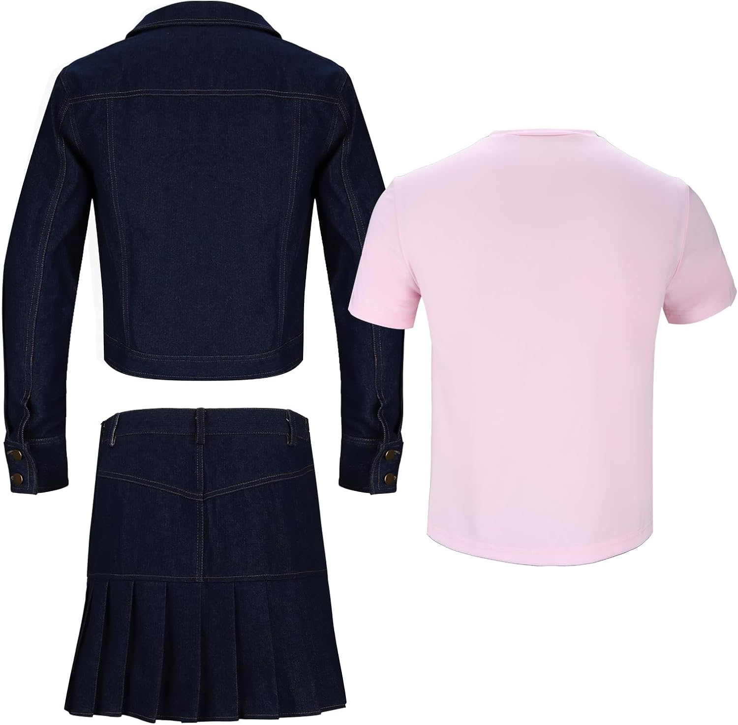 Men White Chicks Cosplay Costume Marcus Kevin 3Pcs Jacket Skirt T-Shirt Black Detective Outfit Halloween Party Wear
