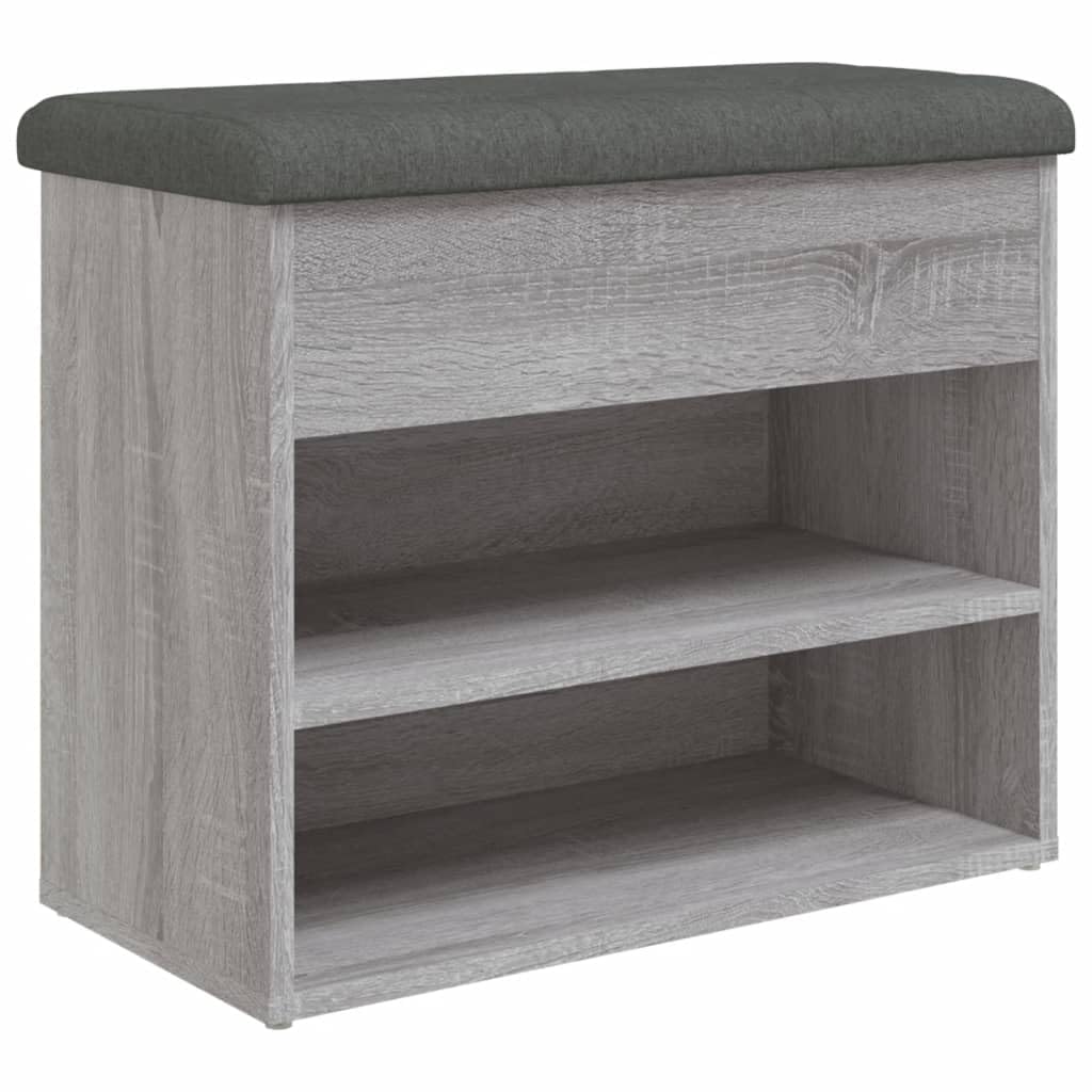 Banquette d'entrée en bois gris pour ranger les chaussures et libérer le passage