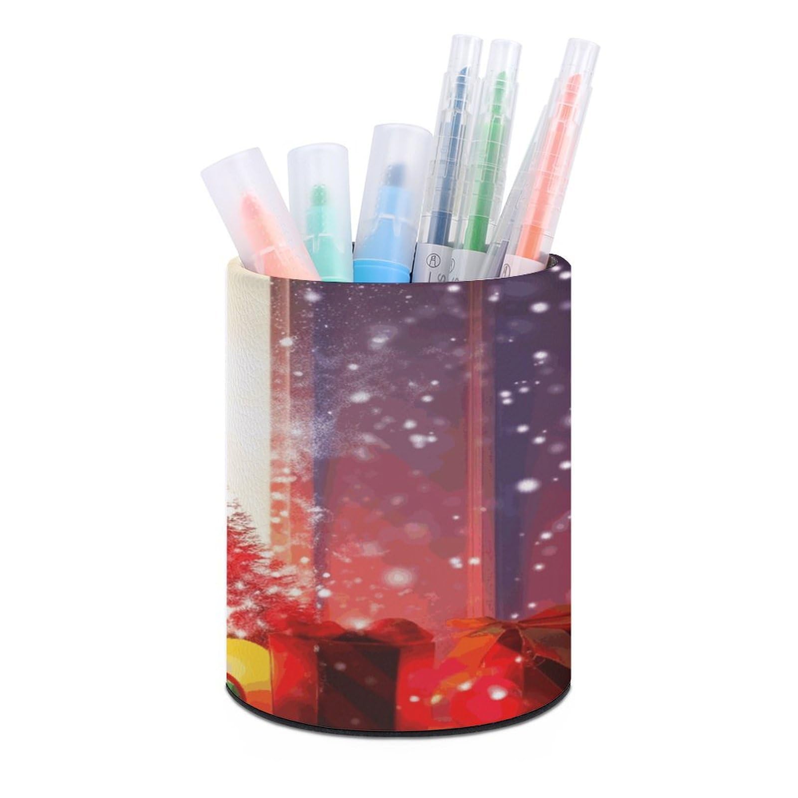 FekiLoot Xmas Party Pen Holder Personalized Desktop Pencil Holders Case Office Accessories Container Box for Round Pen Cup Desktop Organizer Makeup Brush Holder Caddy Storage